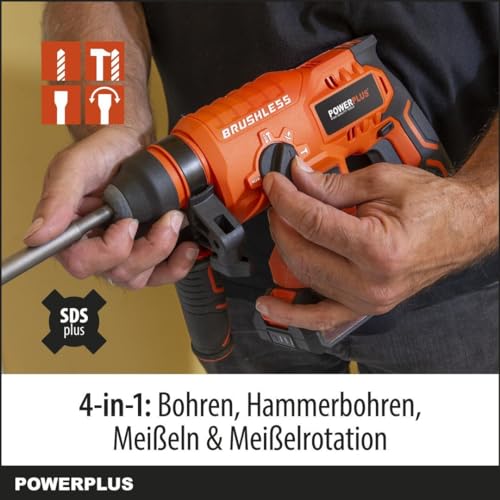 Hammer de Broma inalmbrica 40V 5J SDS -Plus sin escobillas + 5 Accesorios - Dual Power PowDP15680 - Entregado sin batera o Cargador