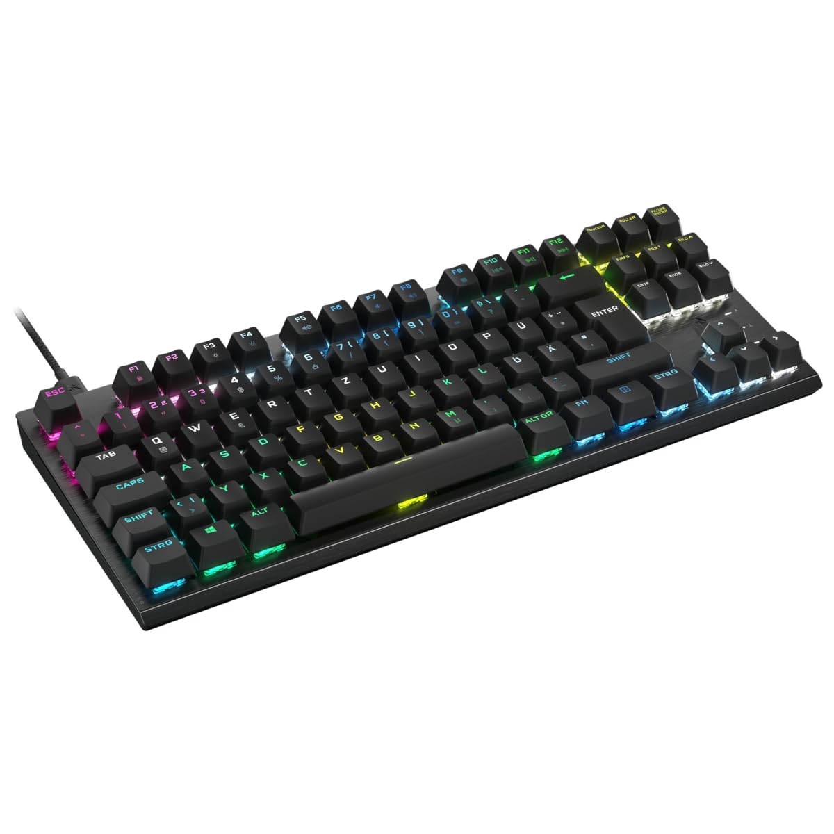 Corsair K60 Pro TKL RGB Teclado óptico mecánico Tenkeyless para Juegos - Interruptor OPX, Carcasa de Aluminio Cepillado, Cable USB Tipo C Desmontable, diseño DE, QWERTZ - Negro