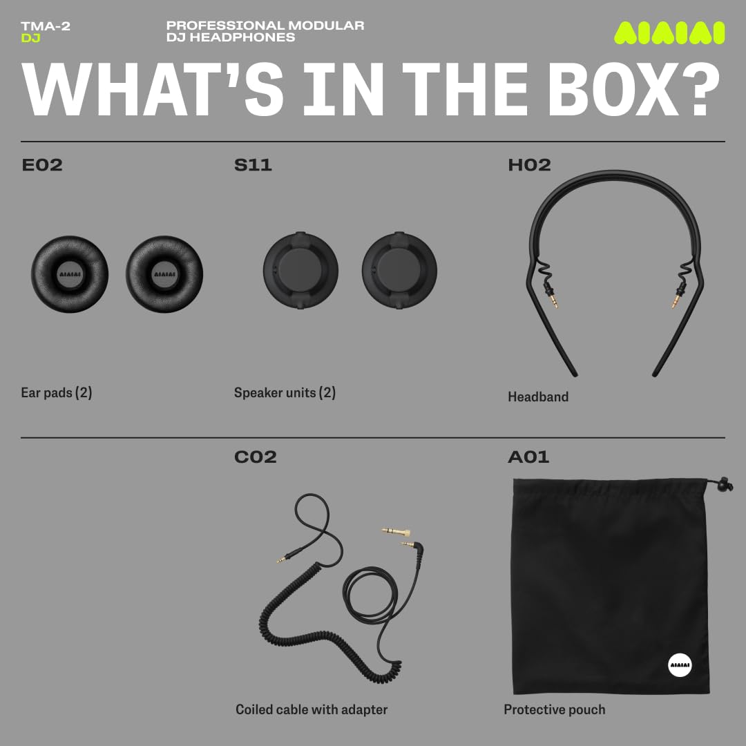 AIAIAI TMA-2 Professional DJ Over Ear Headphones (Talla única, Negro) - Auriculares de estudio con cable - Auriculares con cable de gama alta sobre la oreja