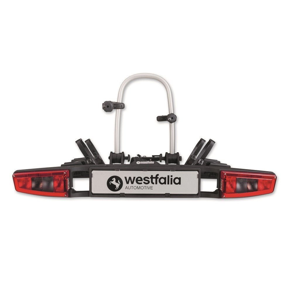 Westfalia Portabicicletas Bikelander para Enganches | Incluye Bolsa; portabicicletas para 2 Bicicletas; apto para Bicicletas Eléctricas; plegable | Luces híbridas LED