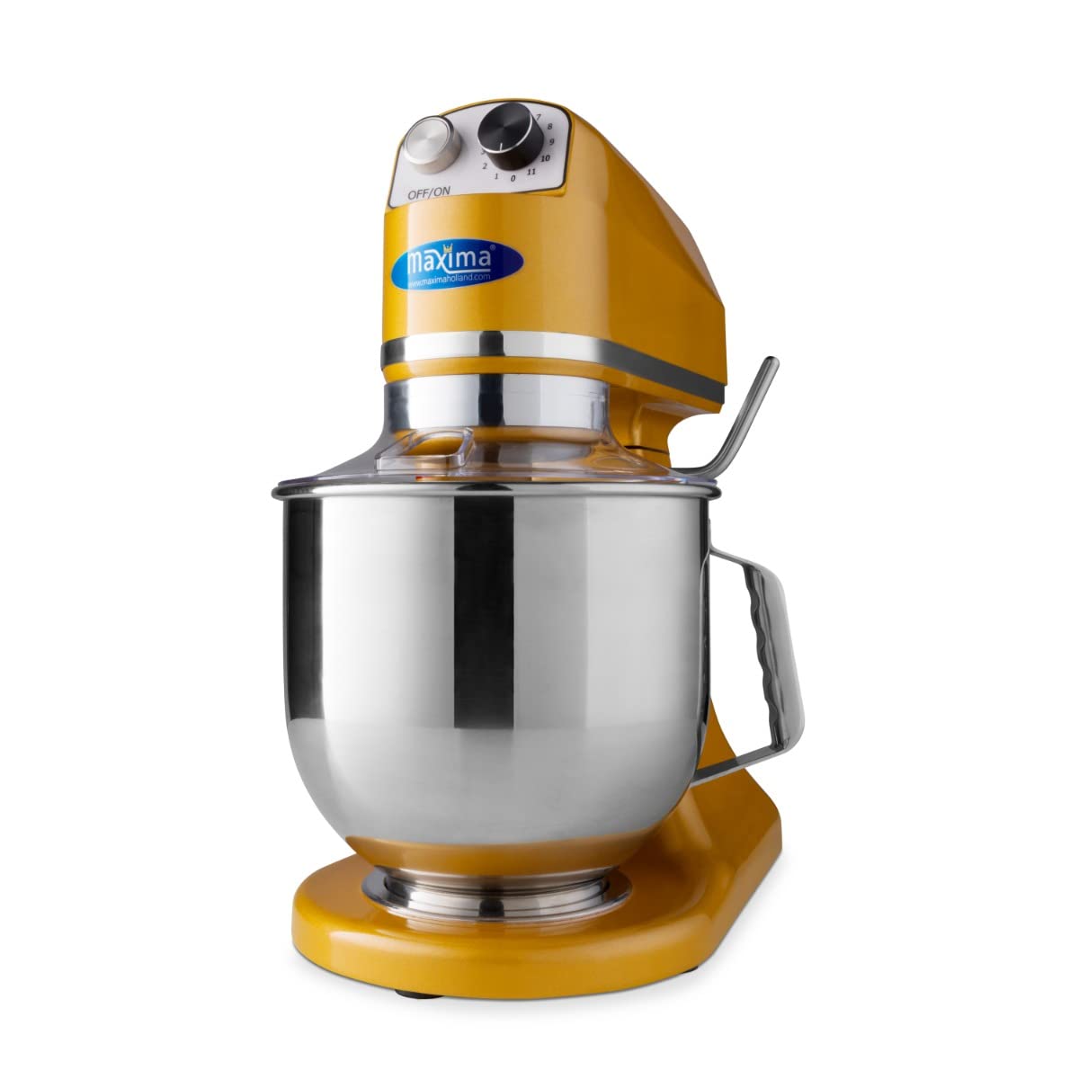 Mezclador planetario 7 L hasta 2 Kg de masa dorado/amarillo - Tazón de acero inoxidable - 11 velocidades - Procesador de cocina - Batidora de pie - Robot de cocina - 7 litros