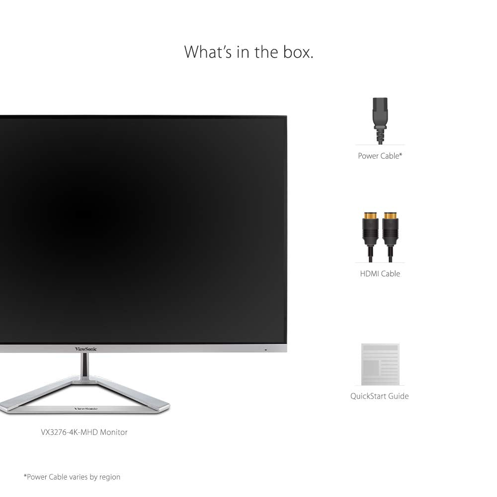 ViewSonic VX3276-4K-MHD 32" 4K UHD, HDR, HDMI, DP, mDP, Eye-Care, Eco-Mode, Altavoz, Plateado-Negro