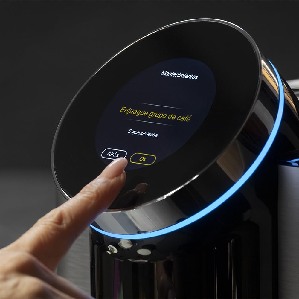 Cecotec Cafetera superautomática Táctil Cremmaet Spin. 1450W, 19 Bares, Pantalla TFT, Sistema Thermoblock, Limpieza Automática, Depósito de 290g de Café en Grano, 1,5L de Agua y 600ml de Leche