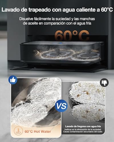 ECOVACS X2 Combo Robot Aspiradora 8700Pa portátil, robótica 8700pa con mapeo, Doble vacío automático, Trapeador de elevación de 15 mm, Limpieza de Agua Caliente