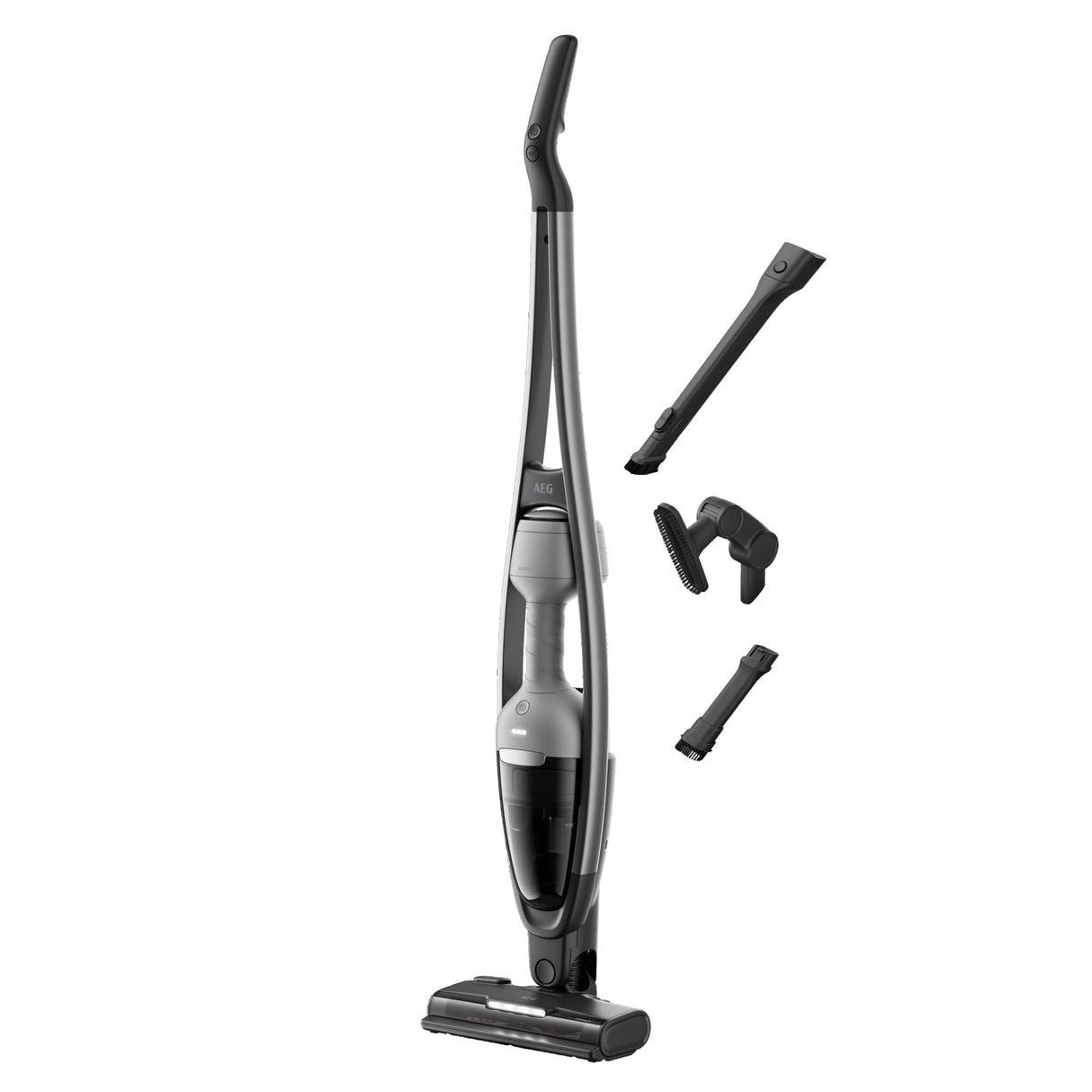 AEG AS62CB25UG Clean 6000 Aspiradora Sin Cable, 25,2 V, Autonomía de 55 min, Tecnología Brushrollclean, Carga en 4,5 h, Depósito de 0,35 L, Tecnología Cyclonic, 3 Accesorios, Gris