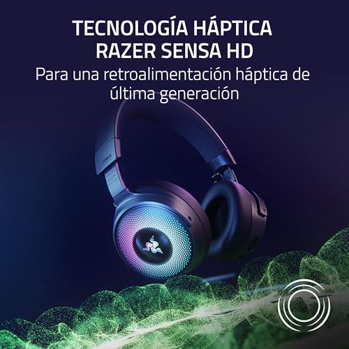 Razer Kraken V4 Pro - Auriculares inalámbricos para Juegos con Centro de Control - Háptica Razer Sensa HD (Controladores Triforce de 40mm, Razer HyperSpeed & Bluetooth, THX Spatial Audio) Negro