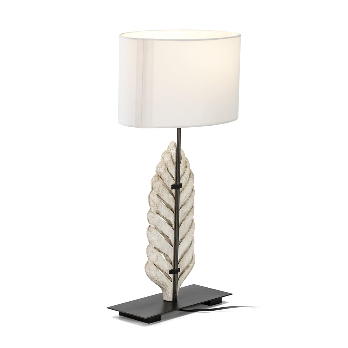 LAMPARA SOBREMESA 30X13X46 METAL/MADERA BLANCO CON PANTALLA BLANCO