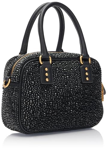 Pinko Bolos Mini Corteza con Diamantes de imitación + Becerro de Seda, Bolsa para Mujer, Z99q_Negro-Antiguo Gold