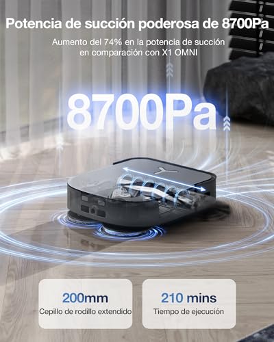 ECOVACS X2 Combo Robot Aspiradora 8700Pa portátil, robótica 8700pa con mapeo, Doble vacío automático, Trapeador de elevación de 15 mm, Limpieza de Agua Caliente