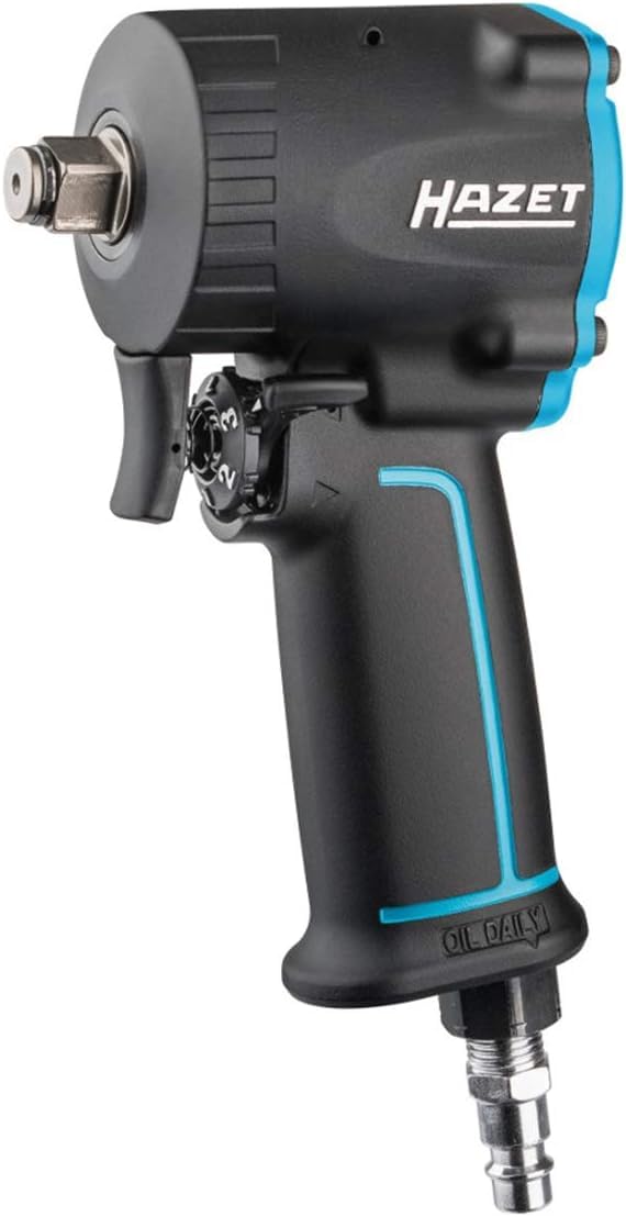 Llave de impacto neumática HAZET 9012M-1 I Extra corta - sólo 80 mm, Max. par de apriete: 1200 Nm, cuadrado 12,5 mm (1/2 pulgada) diseño compacto para trabajar en espacios reducidos
