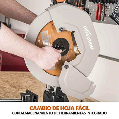 Evolution Power Tools - R355CPS Sierra tronzadora multimaterial, Corta acero dulce, aluminio, plástico, incluso madera con clavos incrustados, 355 mm