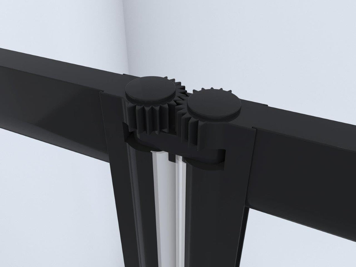 Marwell Pared plegable para bañera Black Light de 3 hojas, 125 cm x 143 cm x 5 cm, elementos de cristal de seguridad de 4 mm, plegable, marco de aluminio negro mate