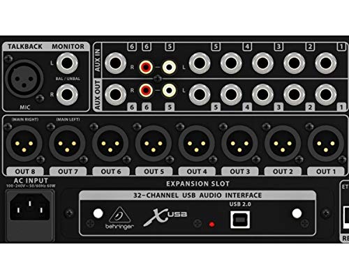 Behringer X32 RACK Mezclador digital en rack de 40 entradas y 25 buses con 16 preamplificadores Midas programables, interfaz de audio USB y control remoto para iPad/iPhone*