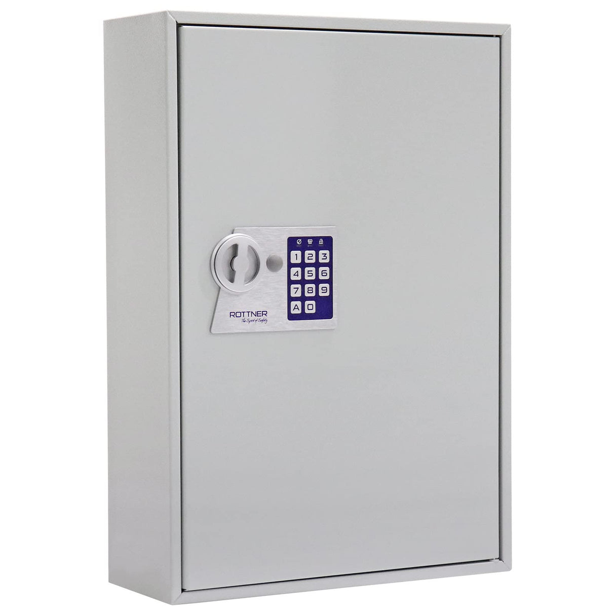 Caja fuerte para 200 llaves S200 EL de Rottner, Color gris claro, Fabricada en chapa metálica resistente, Cerradura electrónica, Teclado plano con luces LED, Tornillos de fijación incluidos