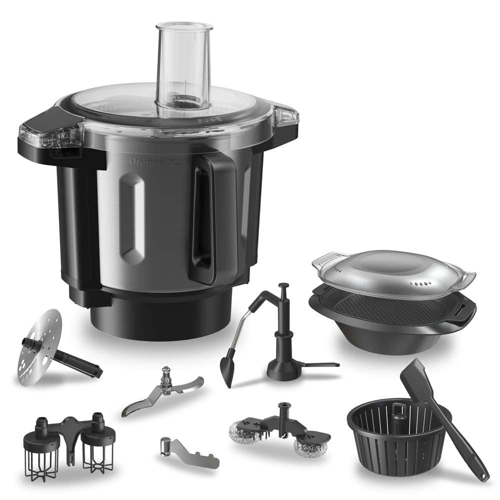 Cecotec Robot de Cocina Multifunción con Dispensador de Alimentos Mambo CooKing Unique. 2200W, 45 Funciones, Miles de Recetas Guiadas, Jarra Unique de 4,5L, Accesorios: Vaporera o Pala para Guisos