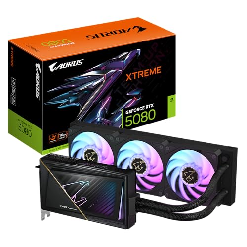 Gigabyte AORUS GeForce RTX 5080 Xtreme WATERFORCE 16G Tarjeta Gráfica - 16GB GDDR7, 256 bits, PCI-E 5.0, 2805MHz Core Clock, 3 x DP 2.1a, 1 x HDMI 2.1b, NVIDIA DLSS 4, GV-N5080AORUSX W-16GD