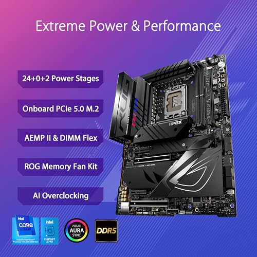 ASUS ROG Maximus Z790 Apex Encore Intel Z790 Placa Base (LGA 1700 ATX, 24+0+2 etapas de Potencia, DDR5, Kit de Ventilador de Memoria ROG, Ranura M.2 PCIe 5.0 integrada, Intel Wi-Fi 7)