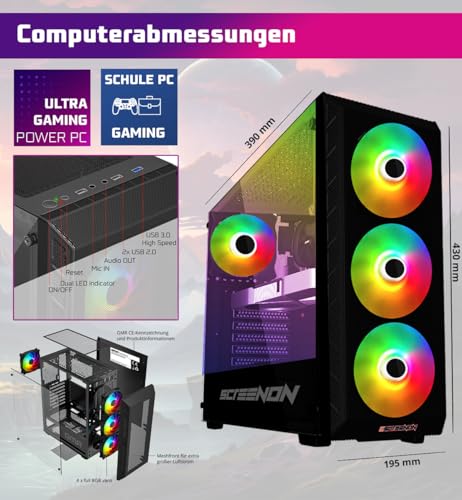 ScreenOn - Ryzen 7 5700G - 500GB SSD - RTX 3050 - Game PC A40129 - WiFi - Windows 11 Pro
