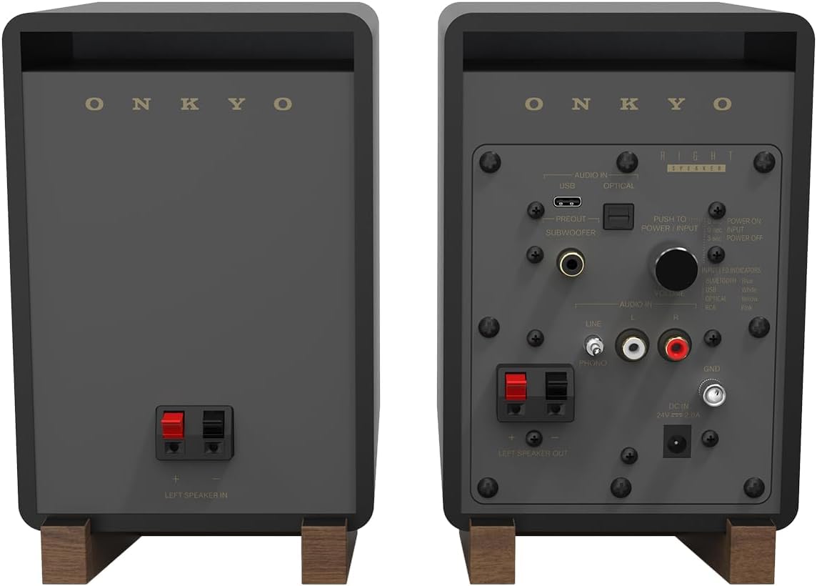 ONKYO Creator Series GX-10DB Powered Monitors, Black – 3" woofer, USB-C, Line/Phono, Optical, Bluetooth 5.3 LE Audio