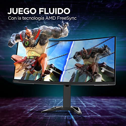 Lenovo G34w-30 - Monitor Gaming Curvo con EyeSafe, 34'' UWQHD (VA, 170Hz (OD), 0.5ms MPRT, HDMI+DP, Cable DP, FreeSync, Altavoces) Ajuste de inclinación/altura - Negro