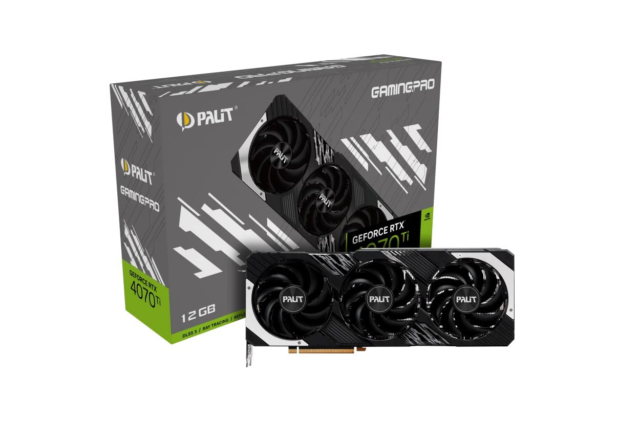 Palit GeForce RTX 4070 Ti Gaming Pro - Tarjeta gráfica de 12 GB GDDR6X, Reloj gráfico de 2310 MHz, PCIe 4.0, 1 HDMI, 3 Puertos de visualización
