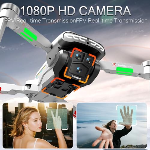 OBEST Drone con HD Doble Cámara, Drone RC Plegable con 4,3 Pulgadas Pantalla LCD, Motor sin Escobillas,Hover Estable, 5GHz WiFi, 2 Baterías, para Niños y Adultos