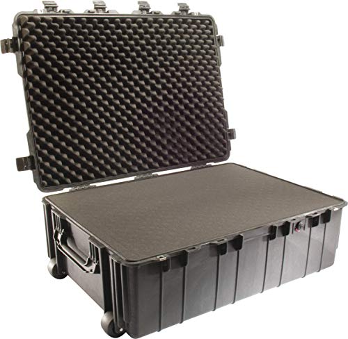 PELI 1730 Maleta de transporte técnica con ruedas para equipos electrónicos, fotográficos y audiovisuales, IP67 estanca, 167L de capacidad, fabricada en EE.UU., con espuma personalizable, color negro