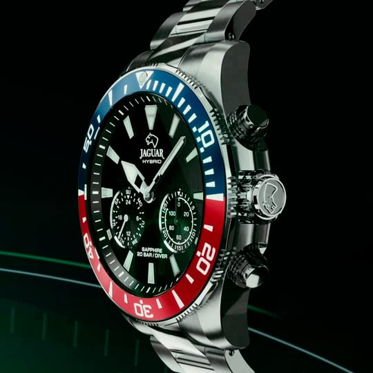 JAGUAR Reloj Modelo J888/4 de la colección Connected, Caja de 45,7 mm Negro con Correa de Acero para Caballero