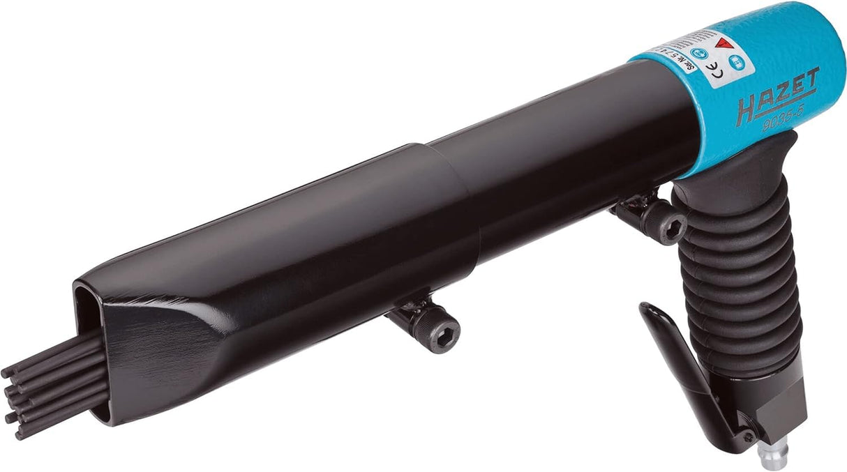 Hazet escarificador de aguja 9035-5, en forma de pistola, 19 agujas con 3 mm de diámetro, 3200 golpes por min con cubierta de aguja ajustable, eliminación precisa de óxido