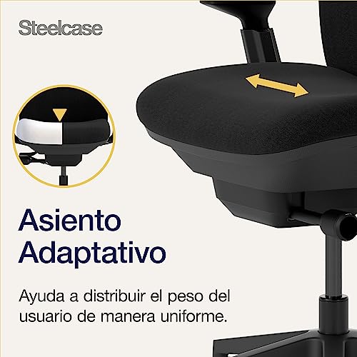 Steelcase Amia, silla de oficina ergonómica con sujeción lumbar regulable en altura y brazos regulables Ónix