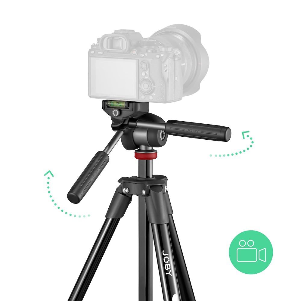 JOBY Compact Advanced Kit, Trípode de Cámara/Smartphone con Rótula 3 vías, Montura Univ. ¼-20 pulg., Pinza de Teléfono y Bolsa, CSC, DSLR, Sin Espejo, Móvil, Negro para Fotografía, Vídeo, Vlogging