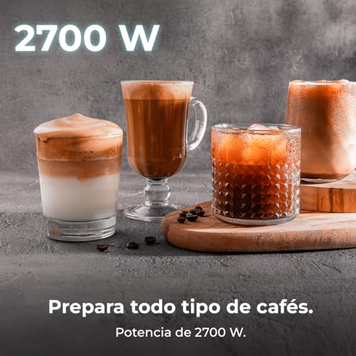 Cecotec Cafetera Express Barista Baristeo Classic. 2700W, Bomba 15 Bares, Control Pid, Doble Calentamiento, depósito 2.5L, Vaporizador, Grifos Profesionales, Extracción Crema, Diseño Profesional