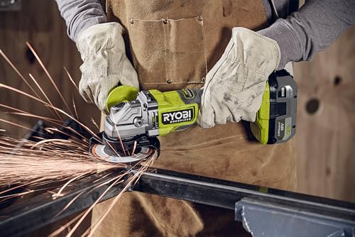 RYOBI - Amoladora angular de 2000 W diam. 230 mm - 6600 rpm - Mango trasero orientable 180° - Soft Start - Viene con 1 disco para desbarbar metal diam. 230 mm y 1 llave de servicio - EAG2000-G