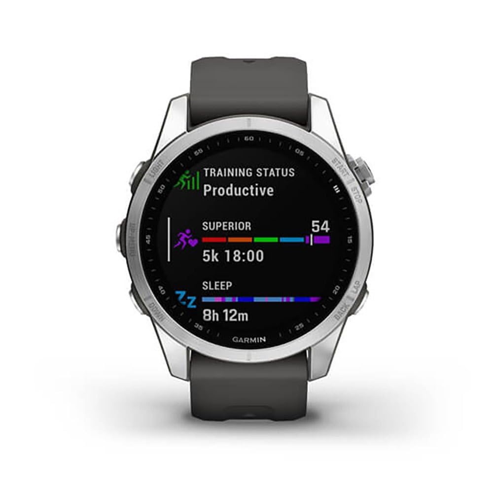 Garmin fēnix 7S - Reloj GPS multideporte con pantalla táctil y funciones superiores, frecuencia cardíaca, mapas y música, Gris Plata, 42 mm