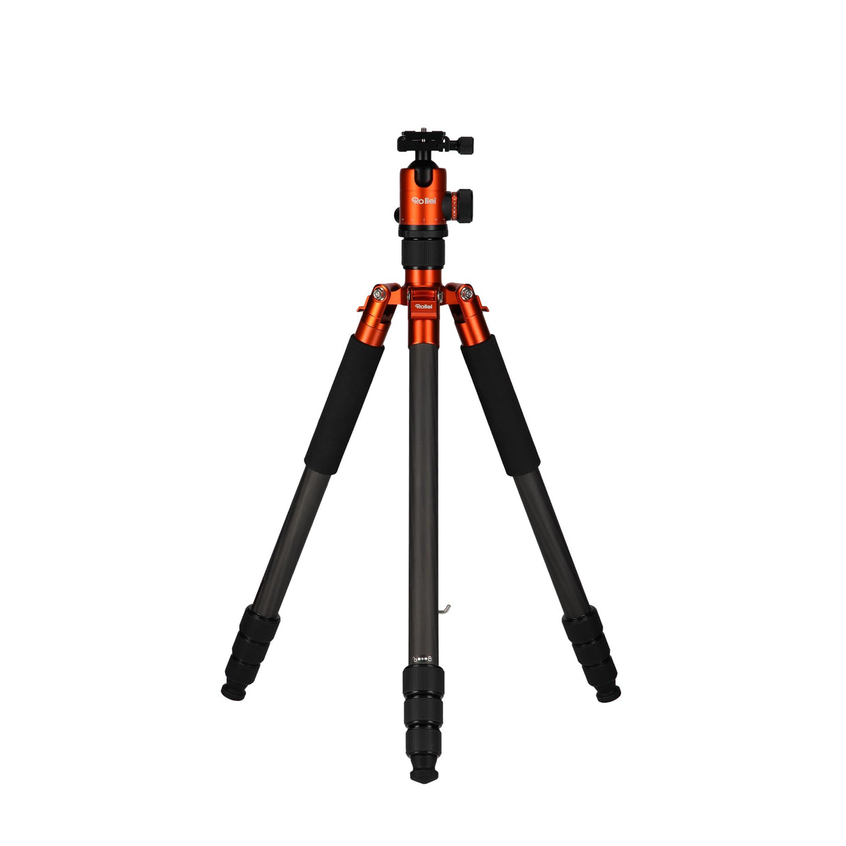 Rollei C6i Carbon - Trípode para Fotos (Compacto, Ligero, 3 en 1 con rótula Arca Swiss de Bola, monopod, trípode Macro, Incluye Picos y Bolsa (Naranja)