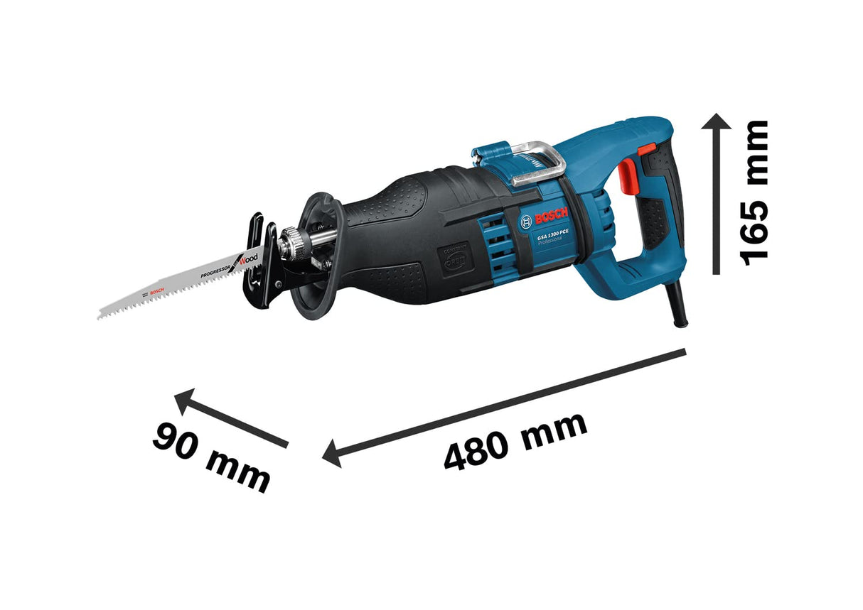 Bosch Professional GSA 1300 PCE - Sierra sable (1300 W, 0 – 2.900 cpm, profundidad de corte 230 mm, en maletín)