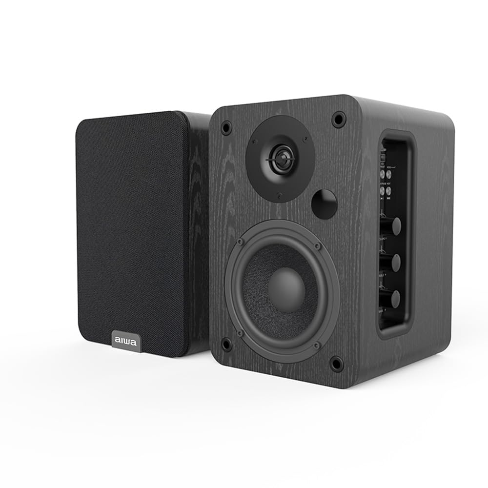 Aiwa Altavoces Activos ASP-A 200 (Potencia 2 X 25W RMS, HDMI-ARC, COAXIAL, RCA-Audio). Color Negro