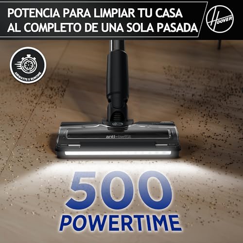 HOOVER Aspiradora Escoba sin Cable Ligera HF2, con 500 PowerTime, Que compacta el Polvo para Extender la Potencia de succión, Boquilla multisuperficie con Cepillo antienredos con Luces LED, HF2Z10H