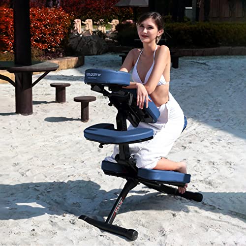 MASTER MASSAGE EQUIPMENT 10114A 10114A - Silla de Masaje Plegable (Aluminio, Ajustable, Ligera, con maletín de Transporte), Color Azul