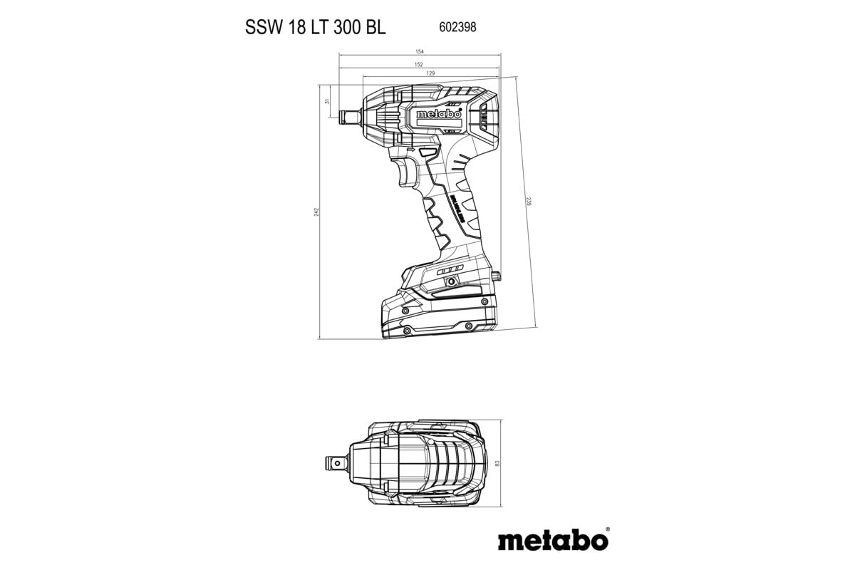 metabo SSW 18 LT 300 BL 602398850 - Llave de impacto inalámbrica (300 Nm, 18 V, sin batería)