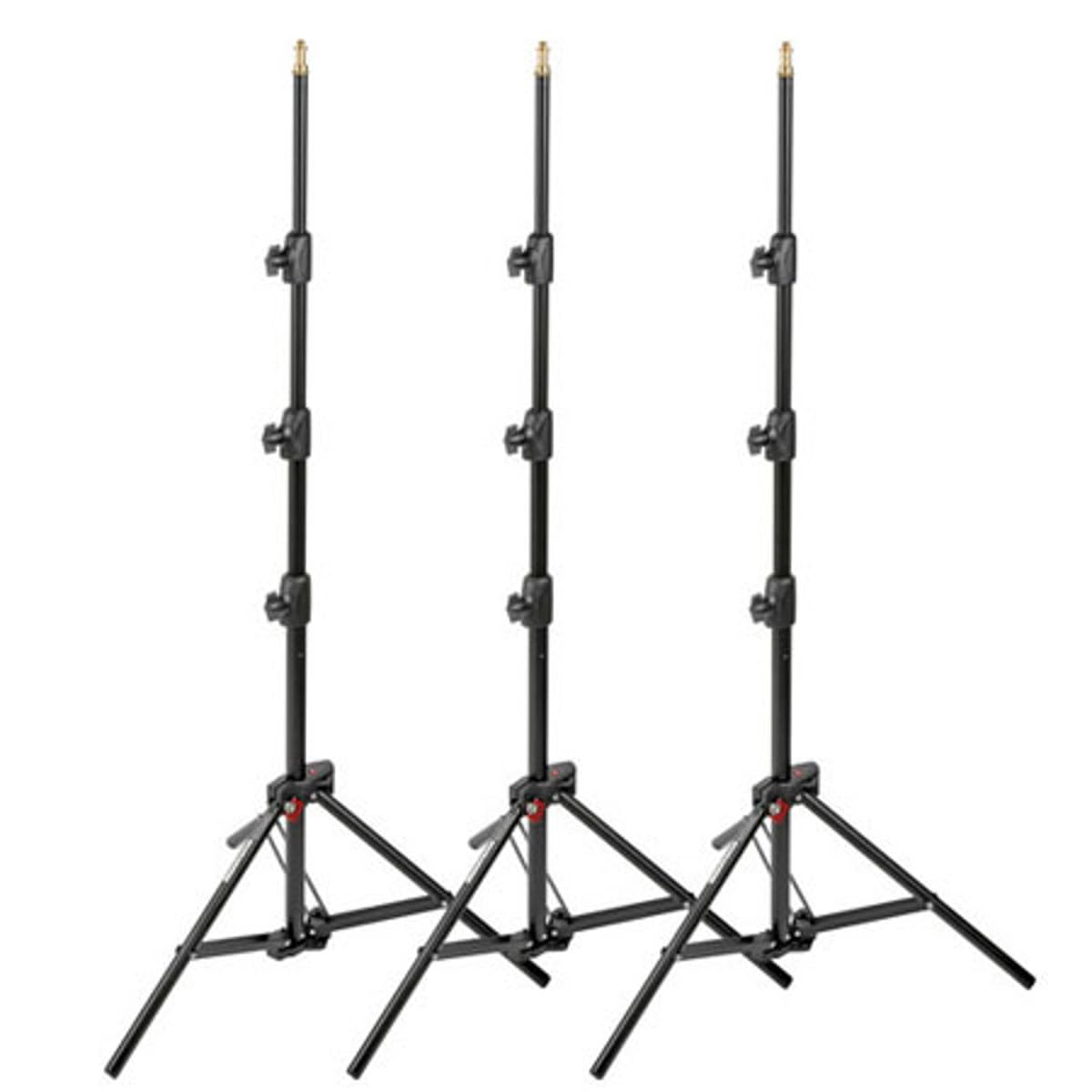 Manfrotto 1051BAC-3 - Mini Soporte Compacto de Aluminio de 6 pies y 9 Pulgadas con 4 Secciones y 3 elevadores, Paquete de 3 (Negro)