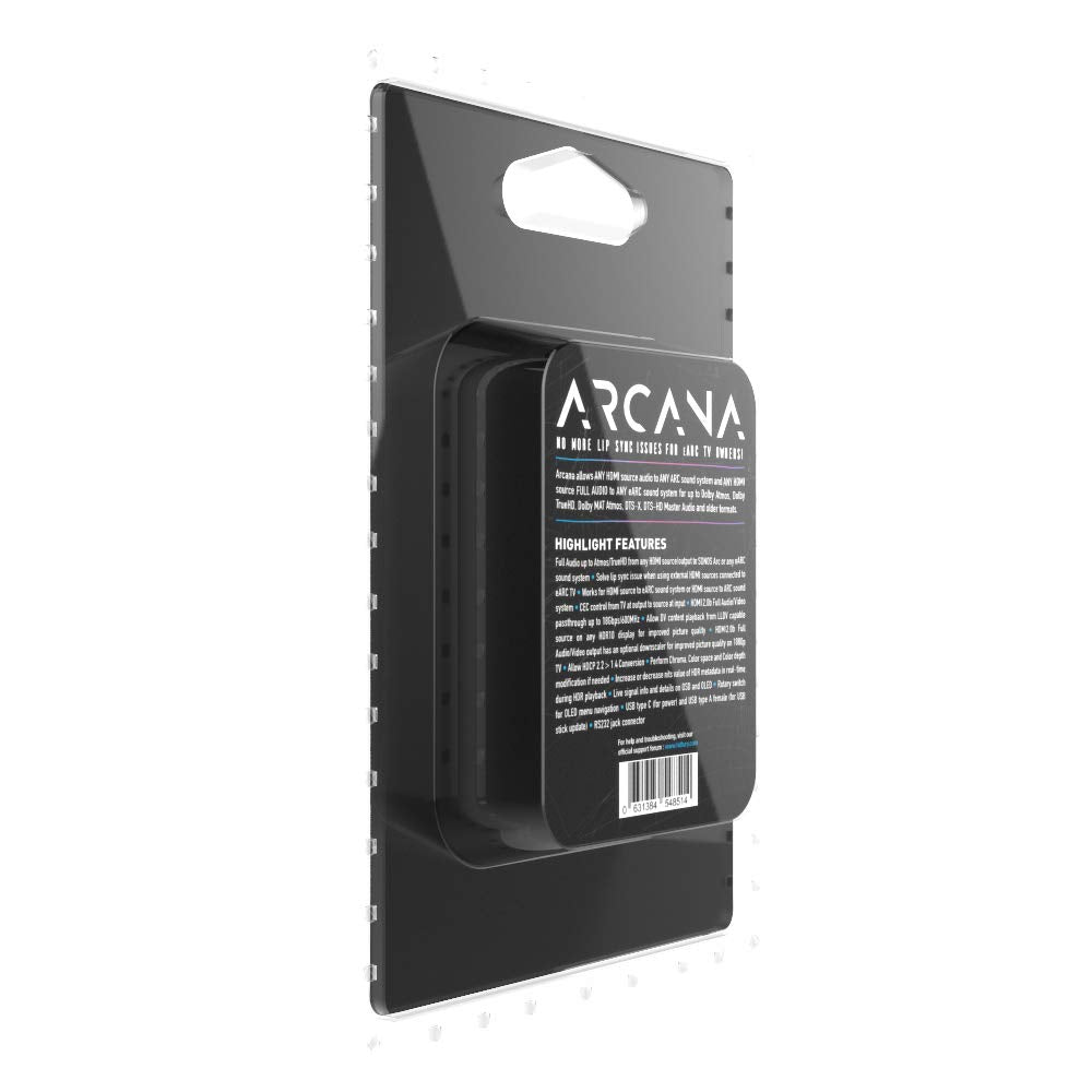 HDFury Arcana HDF0160, escalador HDMI y adaptador eARC, compatible con todos los formatos de audio, con opción de escalado, conversor para fuentes HDMI y sistemas de sonido eARC