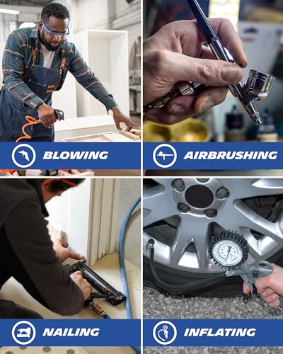 MICHELIN CA-MX10-1 - Compresor Silencioso 10LT 1HP - 59 dB - Capacidad 10 L - Motor de 1 HP - Presión Máx 8 Bar - Caudal 130 l/min - Sin Aceite - Portátil - Carro Ergonómico