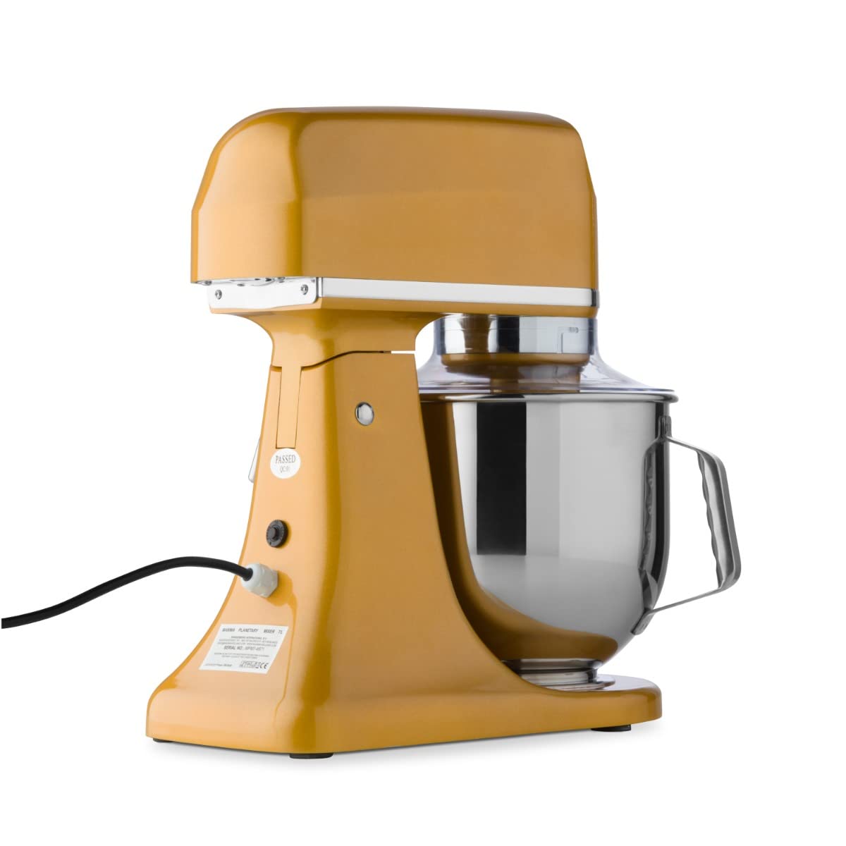 Mezclador planetario 7 L hasta 2 Kg de masa dorado/amarillo - Tazón de acero inoxidable - 11 velocidades - Procesador de cocina - Batidora de pie - Robot de cocina - 7 litros