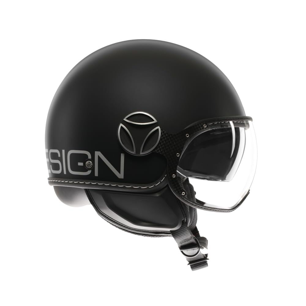 MOMODESIGN - FGTR EVO E2206, Casco Moto Jet con Doble Visera para Hombre y Mujer, para Hombres y Mujeres, Matt Black/Silver, S