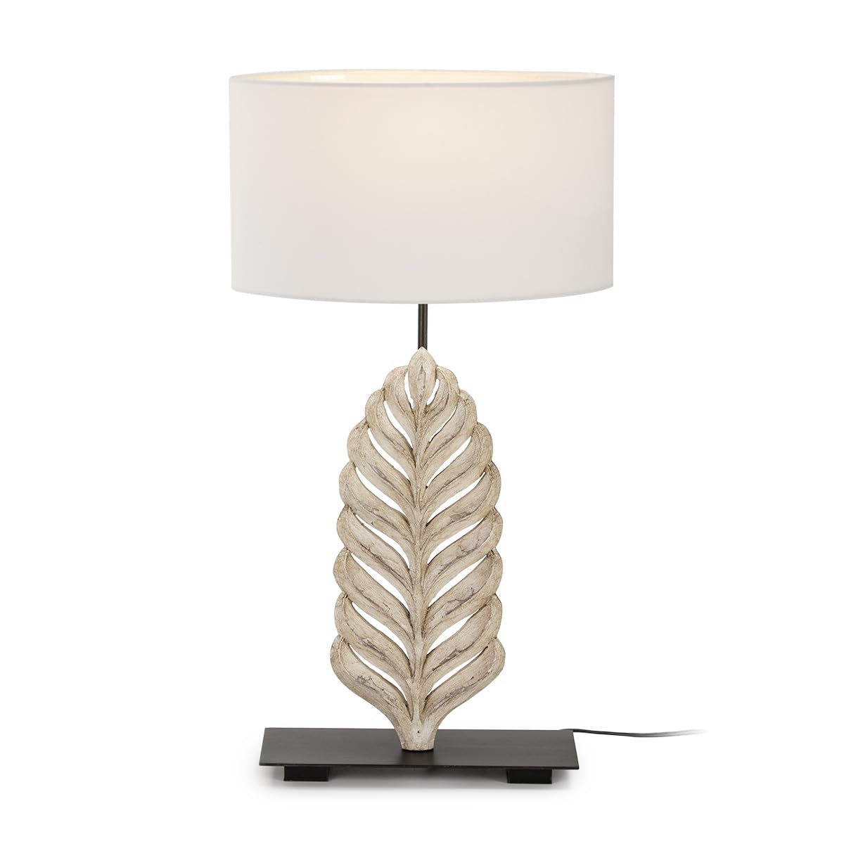 LAMPARA SOBREMESA 30X13X46 METAL/MADERA BLANCO CON PANTALLA BLANCO