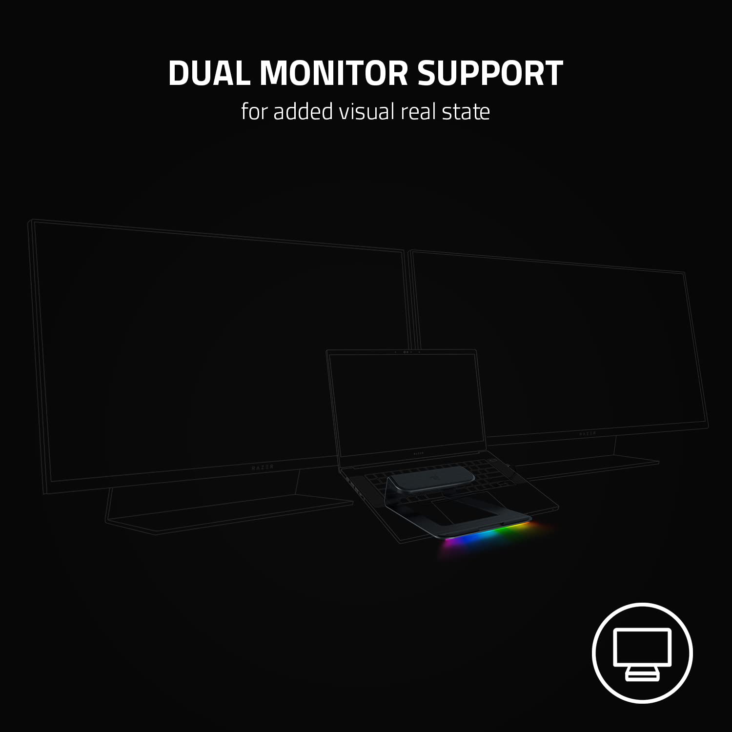 Razer Soporte para portátil Chroma V2: iluminación Chroma RGB Personalizable - Diseño ergonómico - Construcción de Aluminio anodizado - Hub USB-C de 4 Puertos - Negro Mate