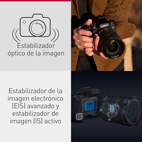 Panasonic LUMIX S1IIE Cámara Sin Espejo de Fotograma Completo, 24MP, Cs4K 60p Área Completa, Video 6K 30p Open Gate, I.S. Activo, Grabación 4:2:2 10 bit, Montura L, DC-S1M2ESME, Objetivo 24-105mm F4