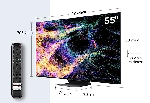 TCL 55C841, 55" Mini LED TV, QLED 144Hz Panel, 4K Ultra HD, Google TV (Dolby Vision & Atmos, Onkyo 2.1 Audio, Hands-Free Voice Control)