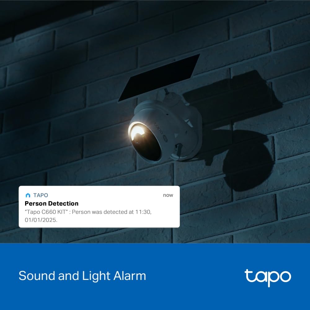 Tapo C660 Kit - Cámara de Seguridad WiFi 4K 8MP, Pan/Tilt 360°, Zoom Digital 18×, Visión Nocturna Color Starlight, Panel Solar, Batería 10 000mAh, Detección IA Gratuita, IP65